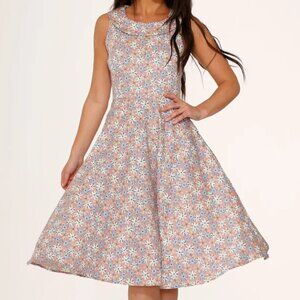 MODCLOTH Pink Daisy Floral Swing Dress
